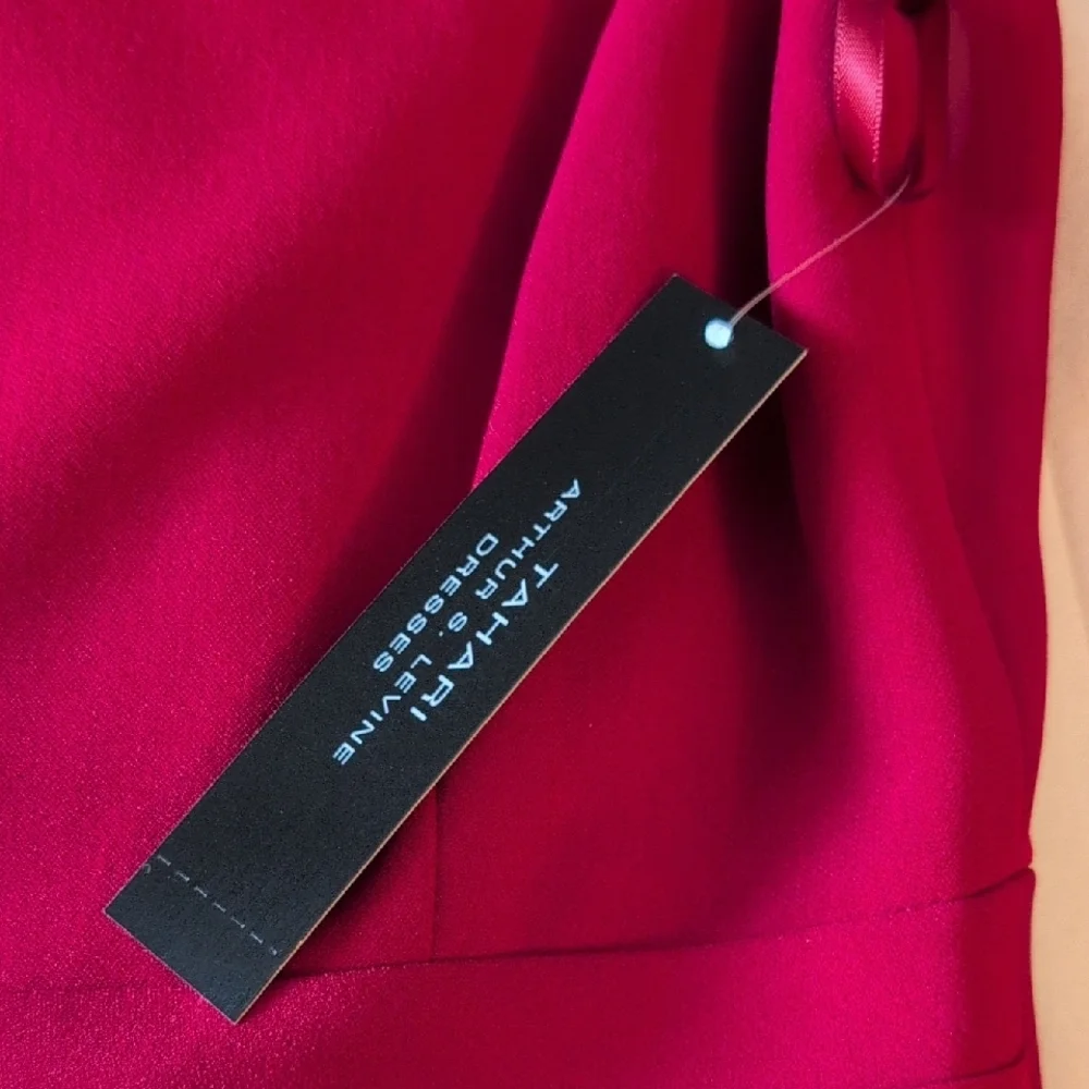 Gorgeous Red Tahari ASL Fit-and-Flare Dress with Gold Belt Accent - Picture 7 of 8